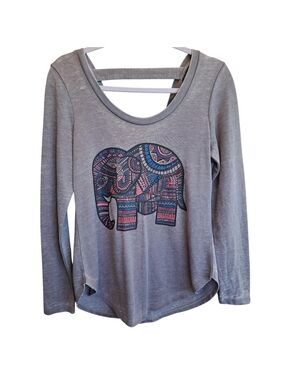Mosaic Elephant Grey Y2K T-Bar Back Almost Famous Boho Chic Medium Retro Flowy
